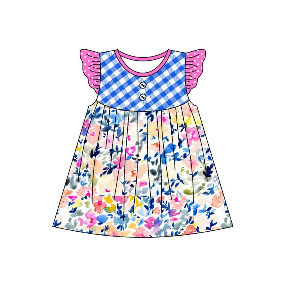 GSD1545 short sleeves ruffle girl dress preorder 202411 sibling