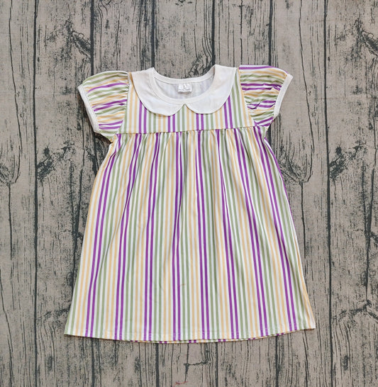GSD1571  western stripe  ruffle short sleeves girl dress  202509  preorder