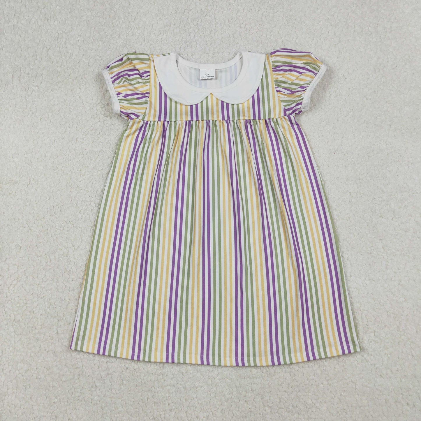 GSD1571  western stripe  ruffle short sleeves girl dress  202509 RTS