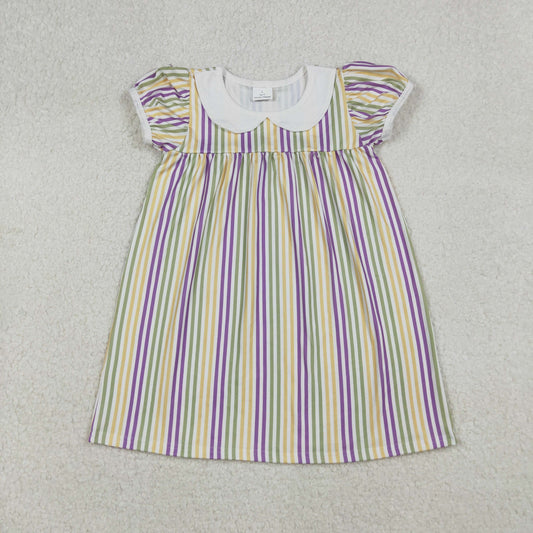 GSD1571  western stripe  ruffle short sleeves girl dress  202509 RTS