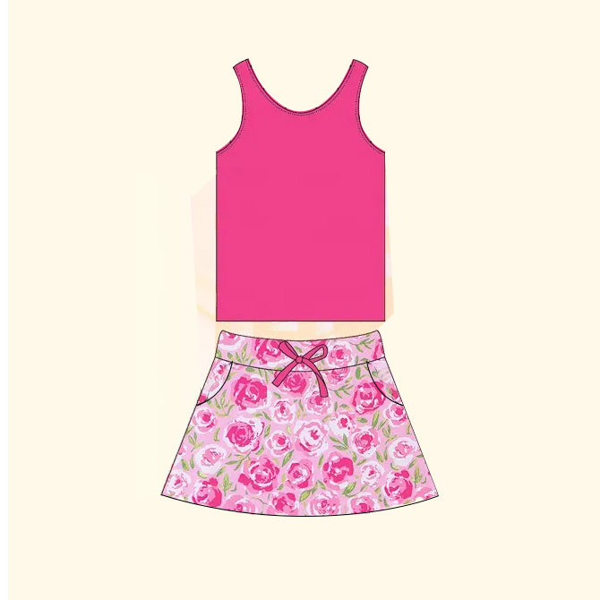 GSD1599 vest rose flowers girl lining shorts dress 202412 preorder