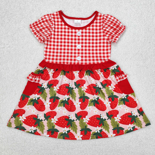 GSD1612  strawberry western  short sleeve shorts  girl dress 202503 RTS