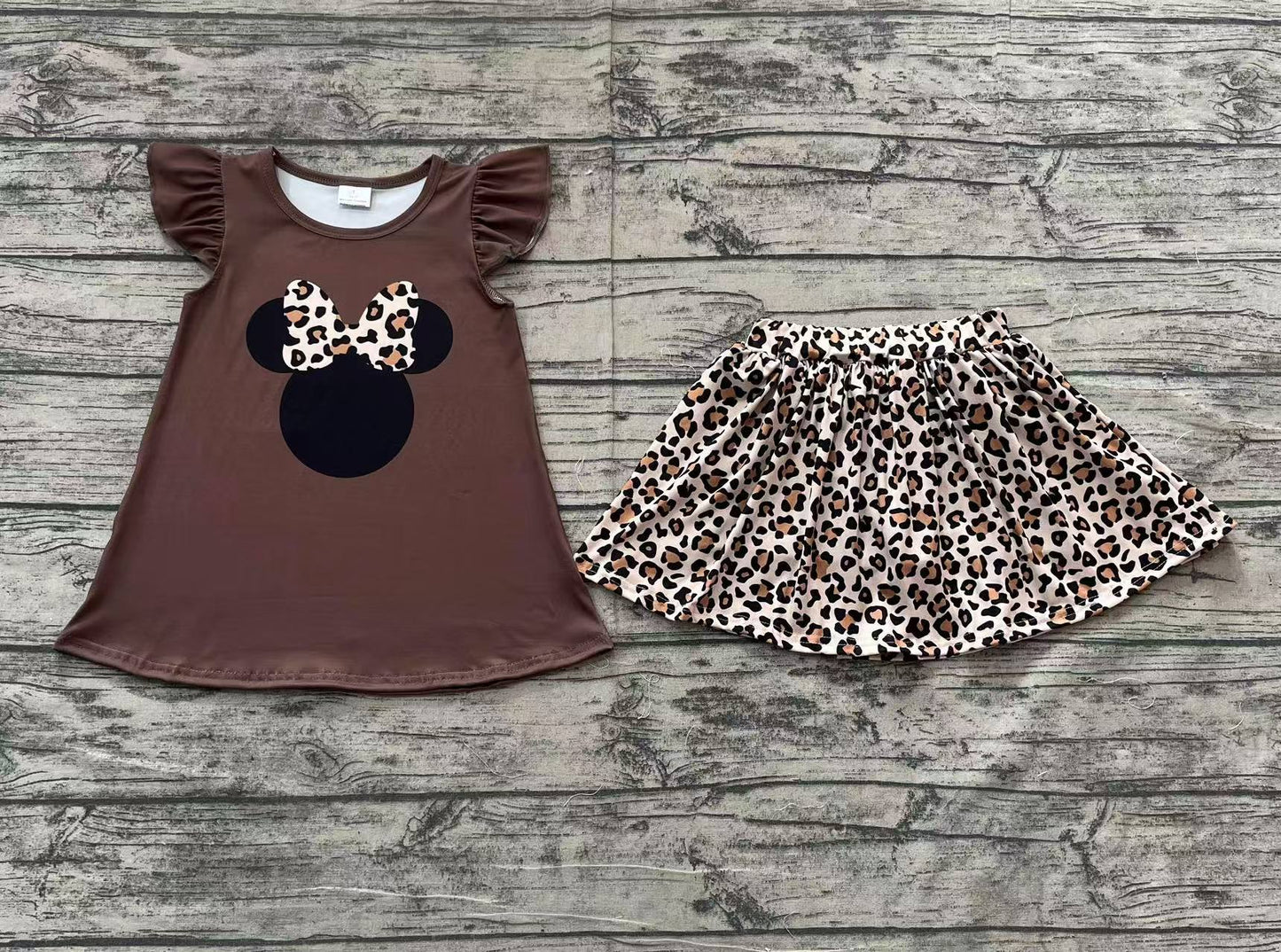 GSD1664 mouse leopard shorts skirt short sleeve girl summer outfit 202501 RTS