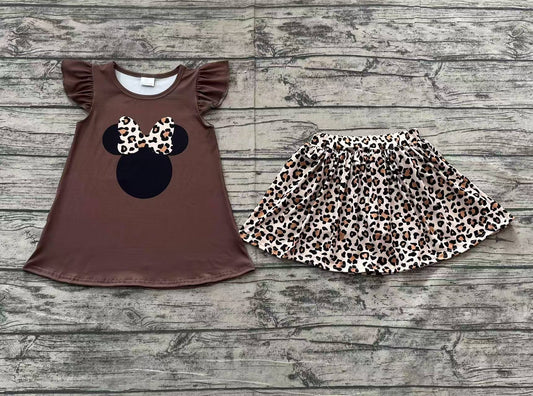 GSD1664 mouse leopard shorts skirt short sleeve girl summer outfit 202412 preorder