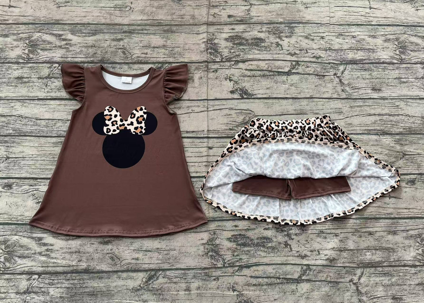 GSD1664 mouse leopard shorts skirt short sleeve girl summer outfit 202501 RTS