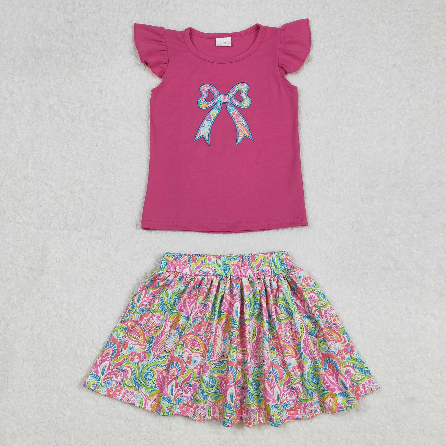 GSD1688 embroidery flower bow girl summer outfit 202502 RTS