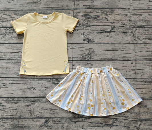 GSD1716 embroidery yellow flower skirt girl summer outfit 202501 preorder