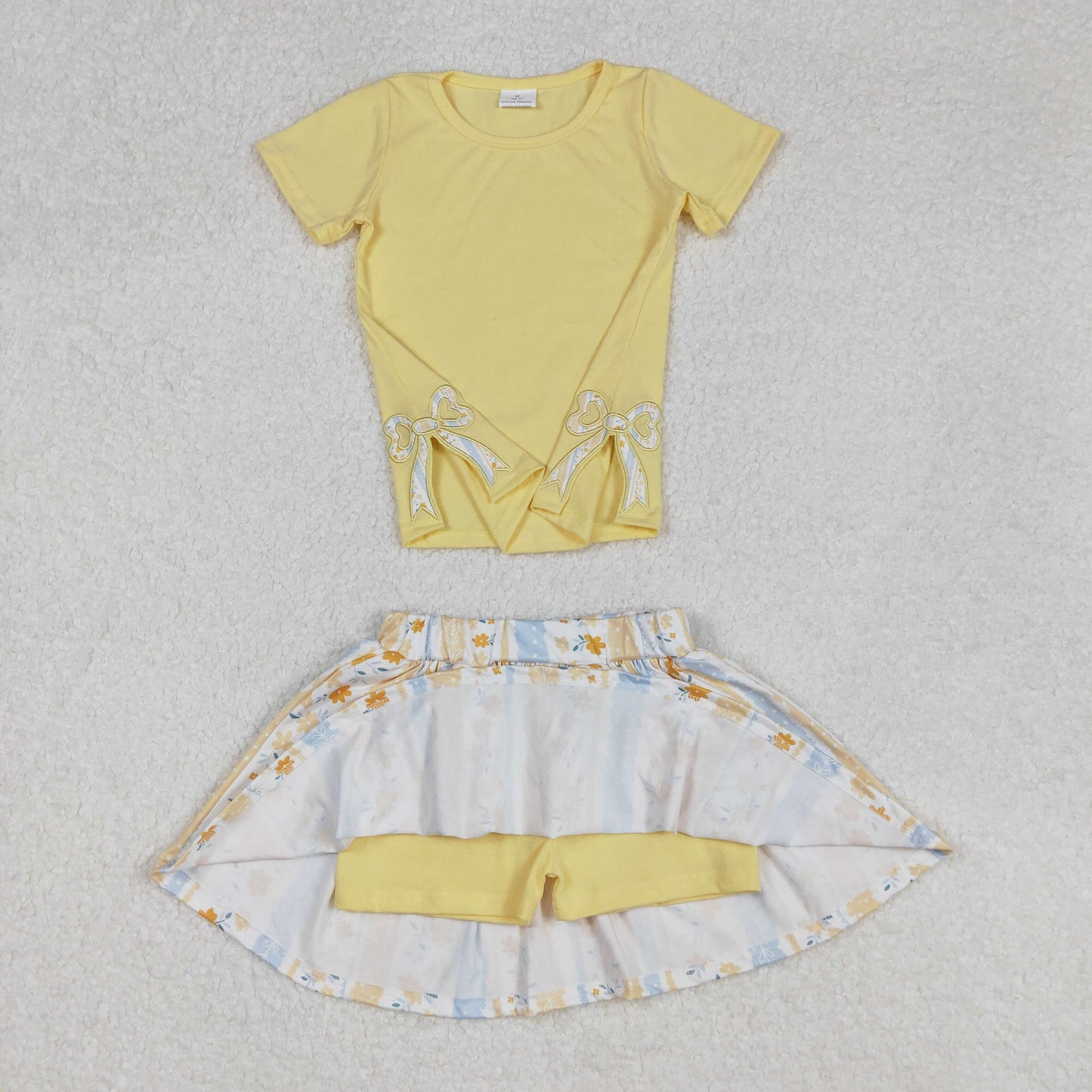 GSD1716 embroidery yellow flower skirt girl summer outfit 202502 RTS