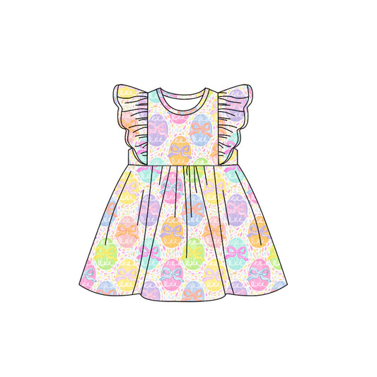 GSD1728 Easter eggs short sleeves girl dress 202412 preorder