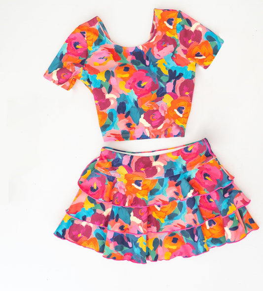 GSD1730  girl flowers skirt shorts outfit 202412 preorder