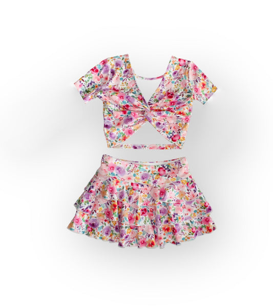 GSD1732  girl flowers skirt shorts outfit 202412 preorder