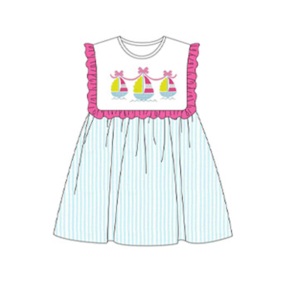 GSD1752 boat  bow girl sibling girl dress 202412 preorder