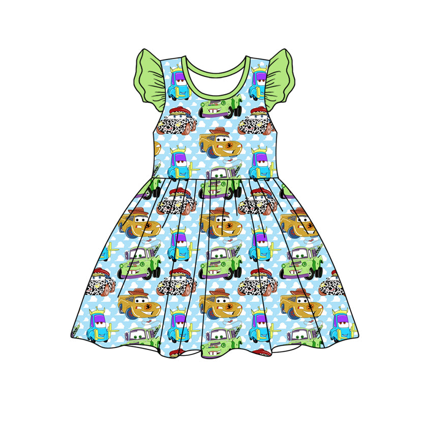 GSD1760 cartoon car sibling girl dress 202412 preorder