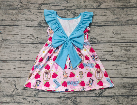 GSD1813 bluey boots strawberry bow short sleeves girl dress  202502 preorder