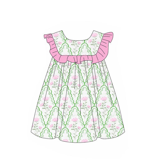 GSD1902 flowers short sleeves girl dress 202405 preorder