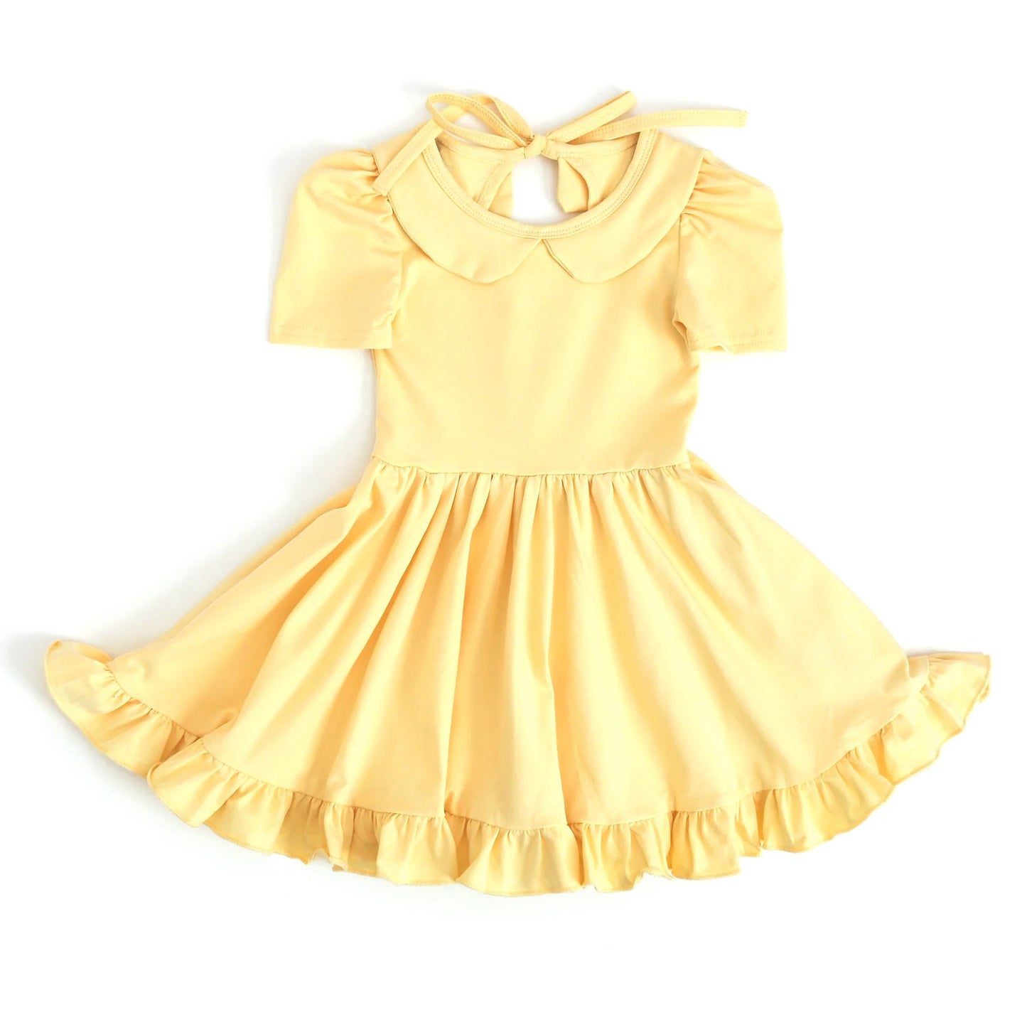 GSD1916 yellow cotton short sleeves girl dress 202405 preorder