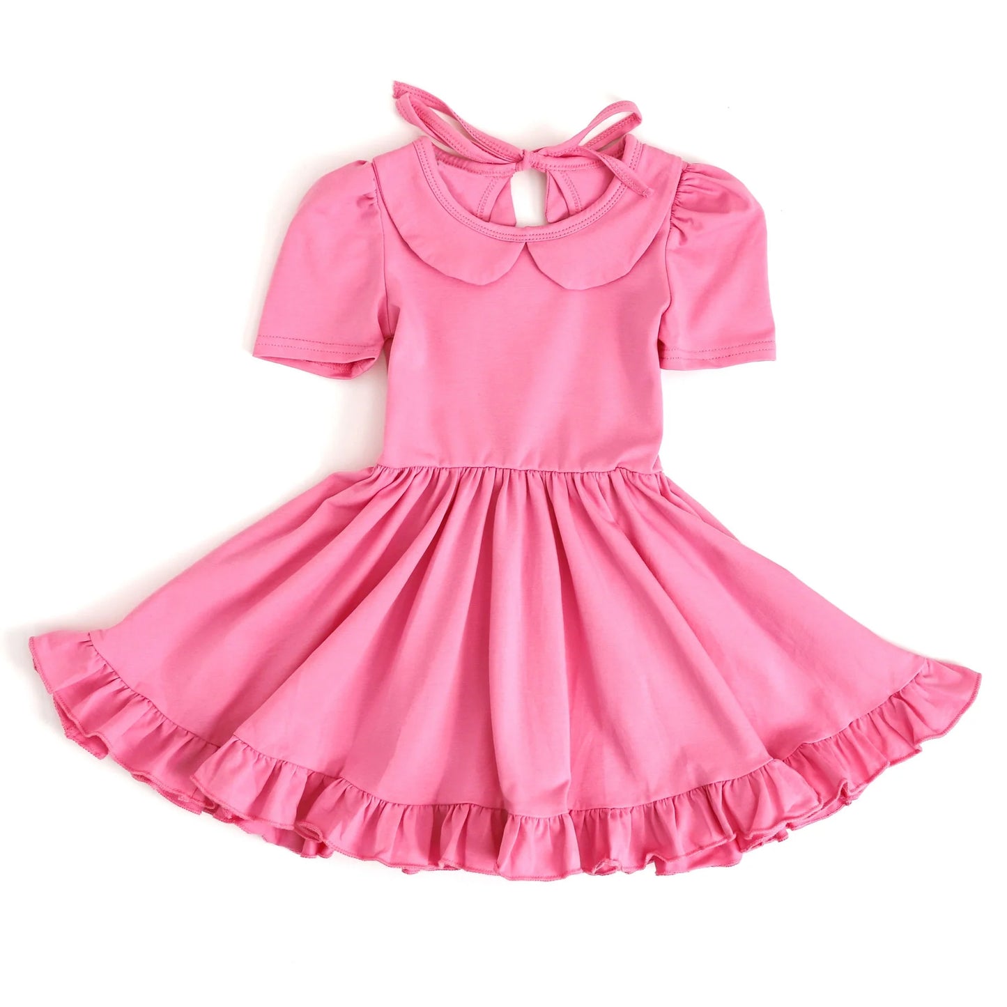 GSD1917 pink cotton short sleeves girl dress 202405 preorder