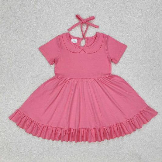 GSD1917 pink cotton short sleeves girl dress 202502 RTS