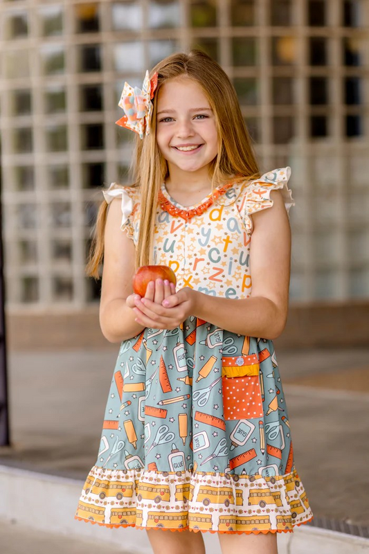 GSD1921 pencil back to school  short sleeves girl dress 202405 preorder