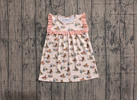 GSD1940 cowboy horse flower  short sleeves girl dress 202606 preorder