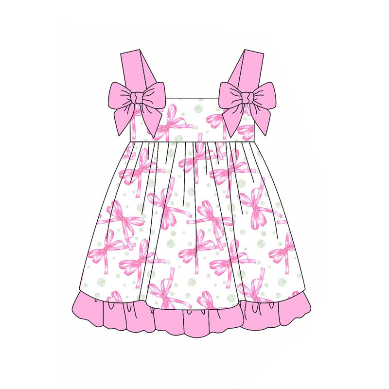 GSD1942 bow short sleeves girl dress 202405 preorder