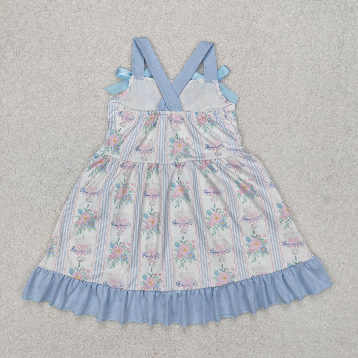 GSD1946 bow  cake happy birthday  short sleeves girl dress 202503 RTS