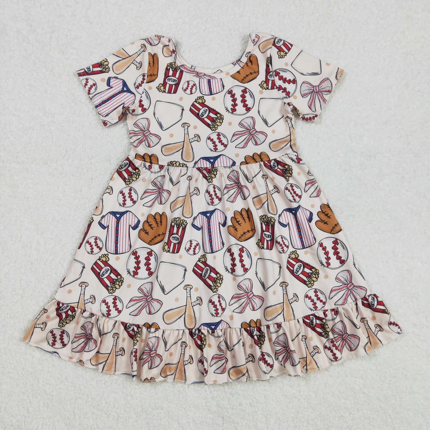 GSD1960  baseball short sleeves girl dress 202502 RTS