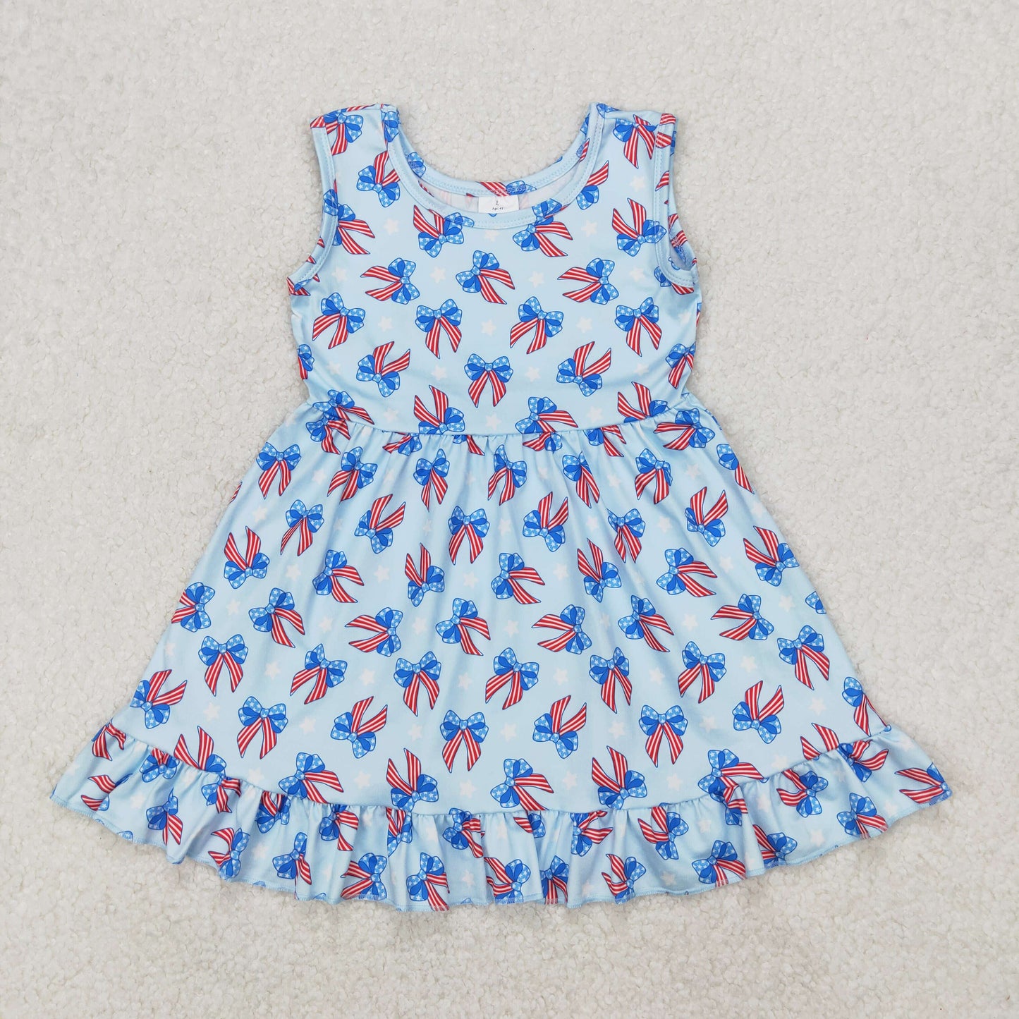 GSD1965 bow 4th july short sleeves girl dress 202503 RTS