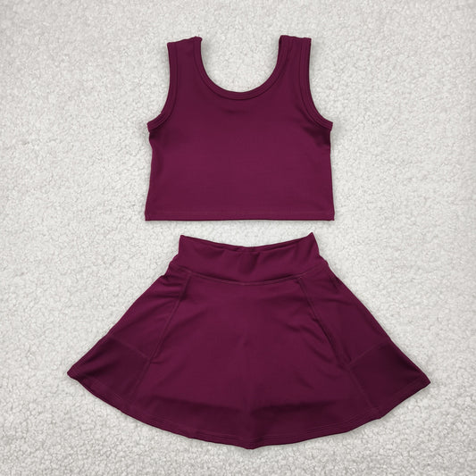 GSD1981 yoga short sleeve girl skirt outfit 202504 RTS