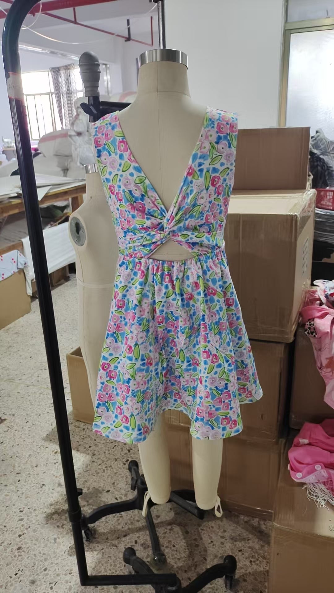 GSD1990 yoga flowers short sleeve girl skirt outfit 202504 RTS