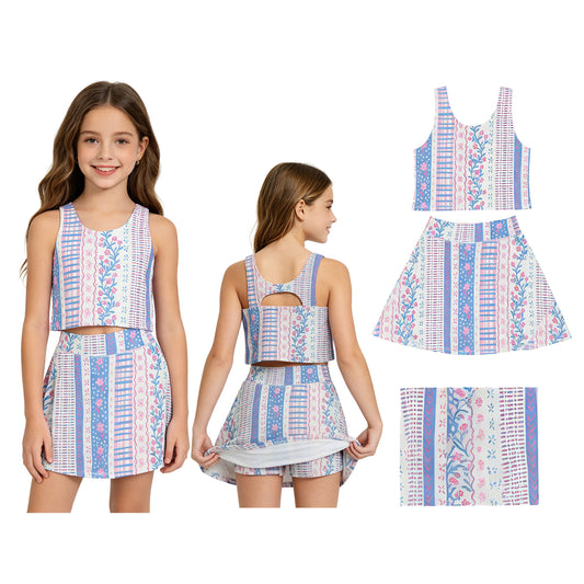 GSD1995 yoga short sleeve girl skirt outfit 202505 RTS