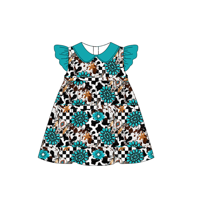GSD2022 cow gem short sleeves girl dress 202502 preorder