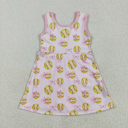 GSD2048 bow baseball yoga short sleeve girl skirt outfit 202505 RTS