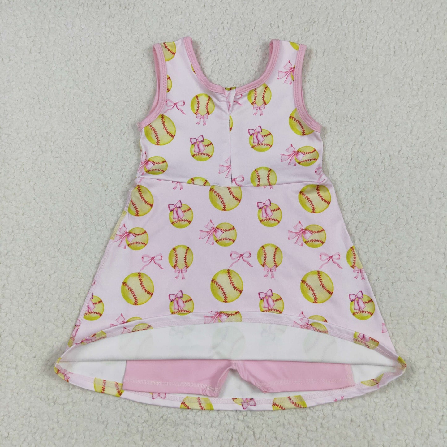 GSD2048 bow baseball yoga short sleeve girl skirt outfit 202505 RTS