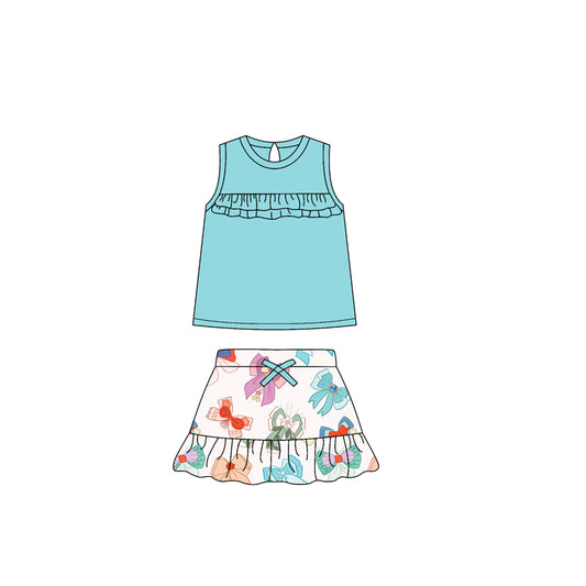 GSD2051  preorder western bow short sleeve shorts girl summer outfit 202502