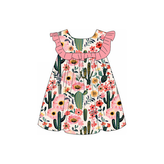 GSD2058 preorder flowers cactus western short sleeve shorts girl summer outfit 202502