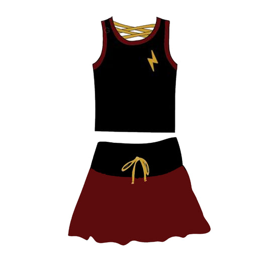 GSD2067  preorder sports lightening western short sleeve shorts girl summer outfit 202502