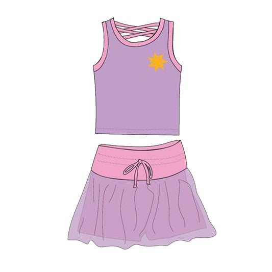 GSD2068  preorder sports sun western short sleeve shorts girl summer outfit 202502