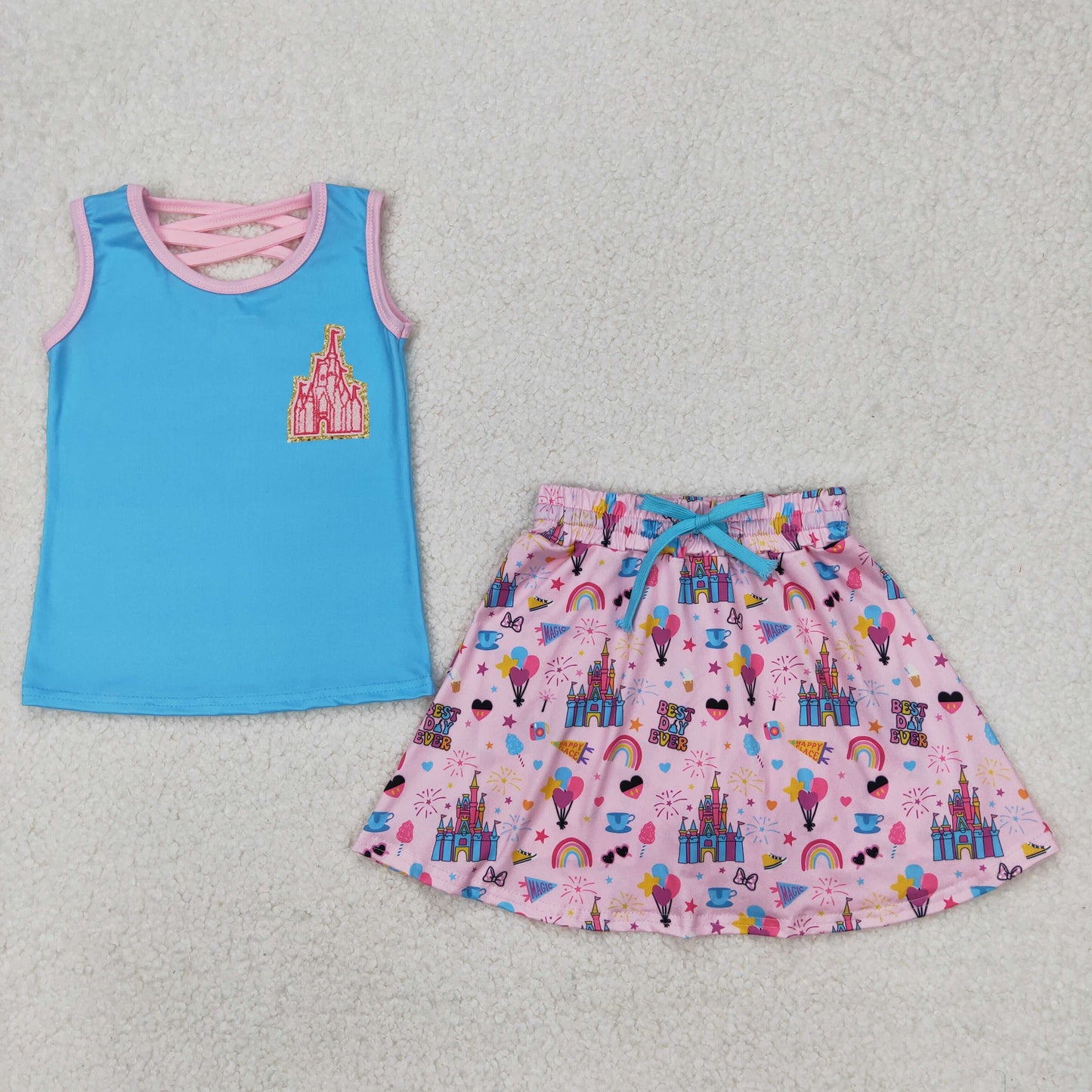 GSD2072 castle sports Disney western short sleeve shorts girl summer outfit 202502（复制）