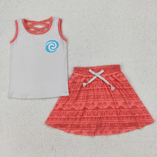 GSD2073 moana princess  sports Disney western short sleeve shorts girl summer outfit 202503 RTS