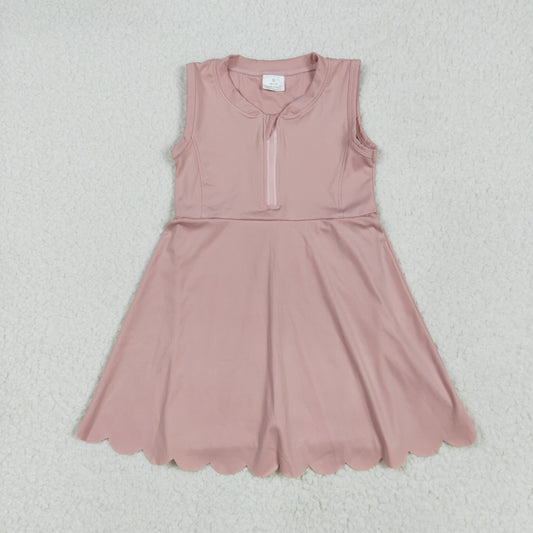 GSD2086  solid color yoga short sleeve girl skirt outfit 202505 RTS