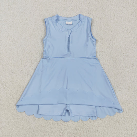 GSD2088  solid color yoga short sleeve girl skirt outfit 202504 RTS