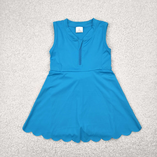 GSD2090 solid color yoga short sleeve girl skirt outfit 202504 RTS