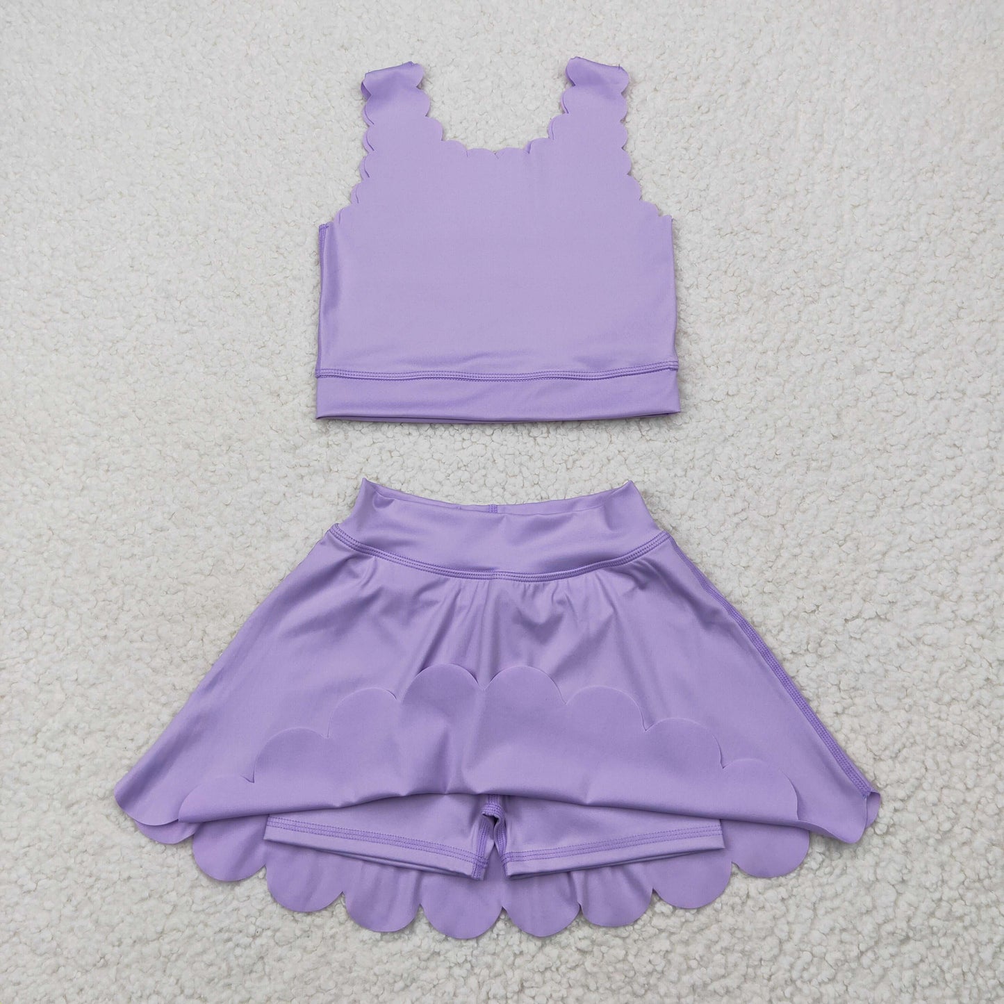 GSD2095  solid color yoga short sleeve girl skirt outfit 202505 RTS