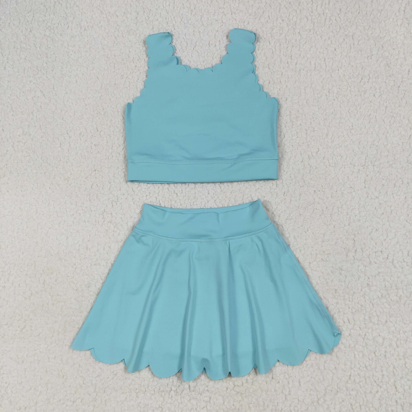 GSD2096  solid color yoga short sleeve girl skirt outfit 202506 RTS