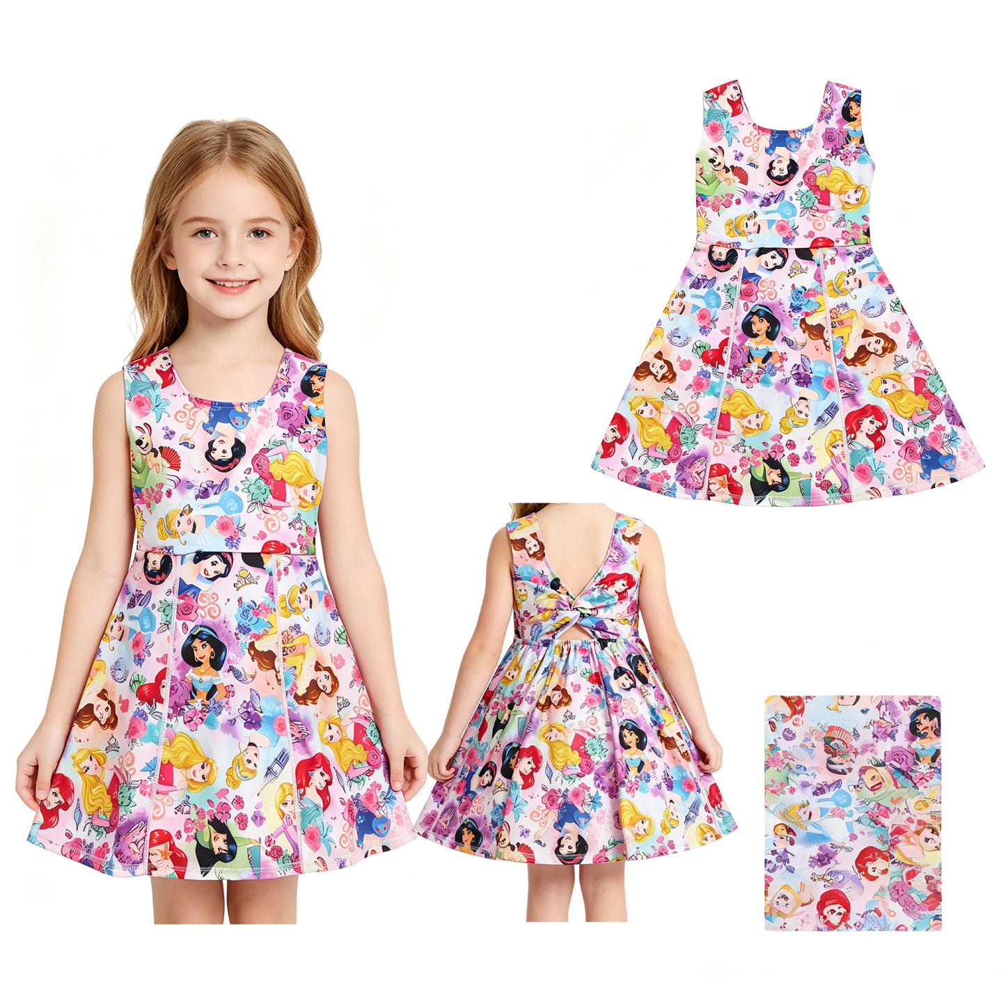 GSD2136 bow yoga snow princess short sleeve girl skirt outfit 202605 RTS