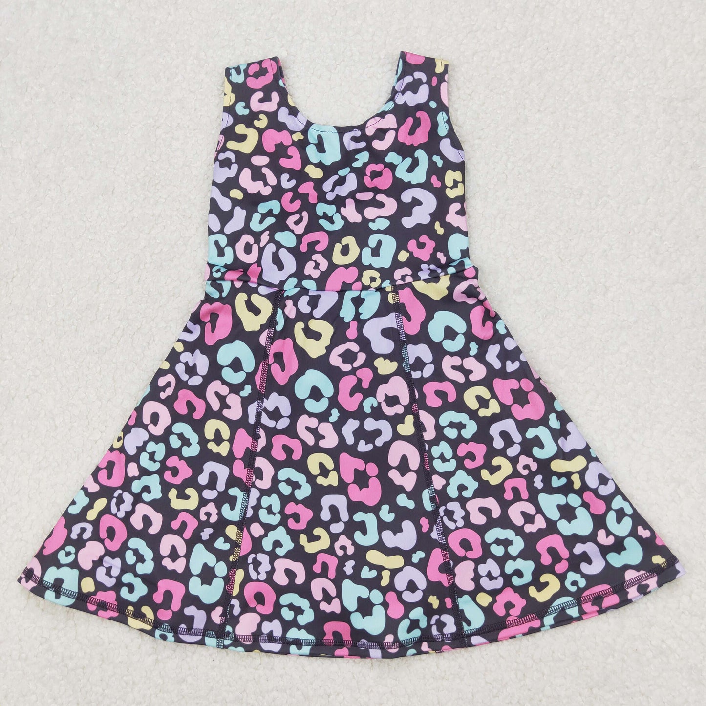 GSD2175 leoaprd bow yoga flowers western  girl summer dress 202503 RTS