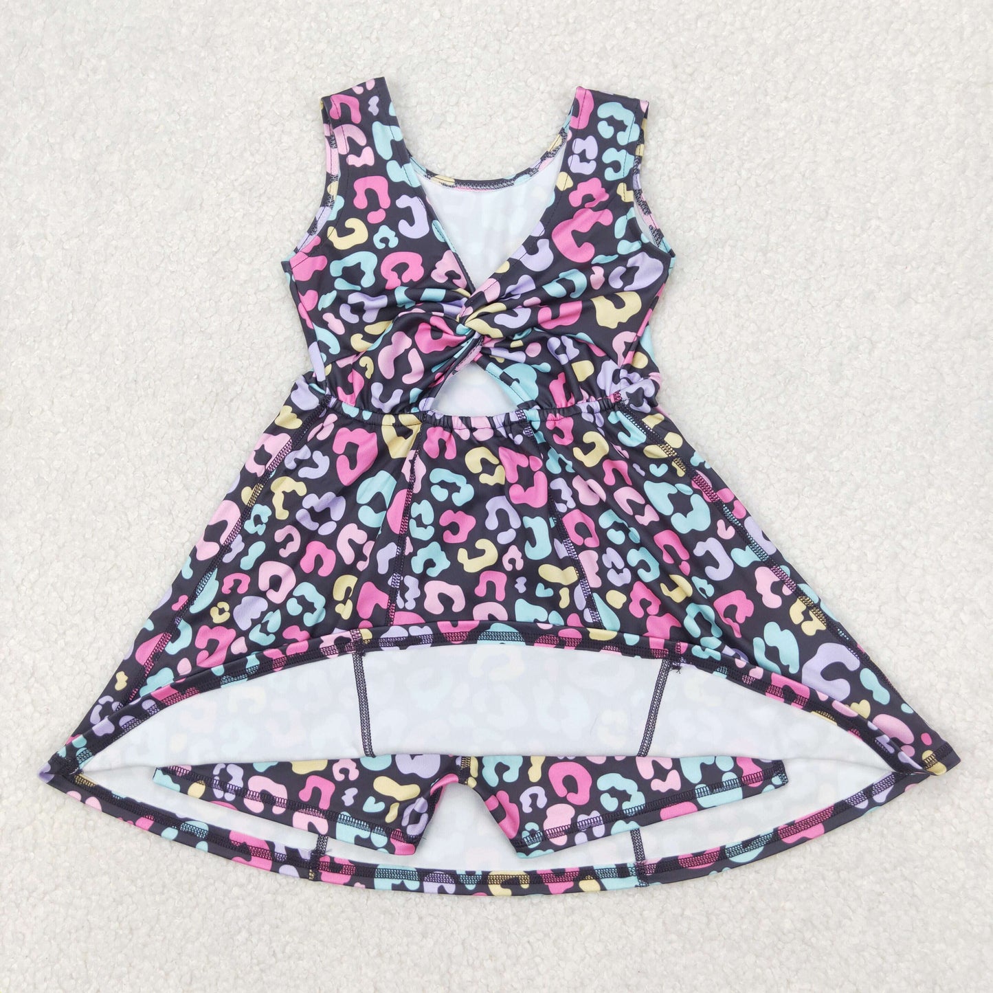GSD2175 leoaprd bow yoga flowers western  girl summer dress 202503 RTS