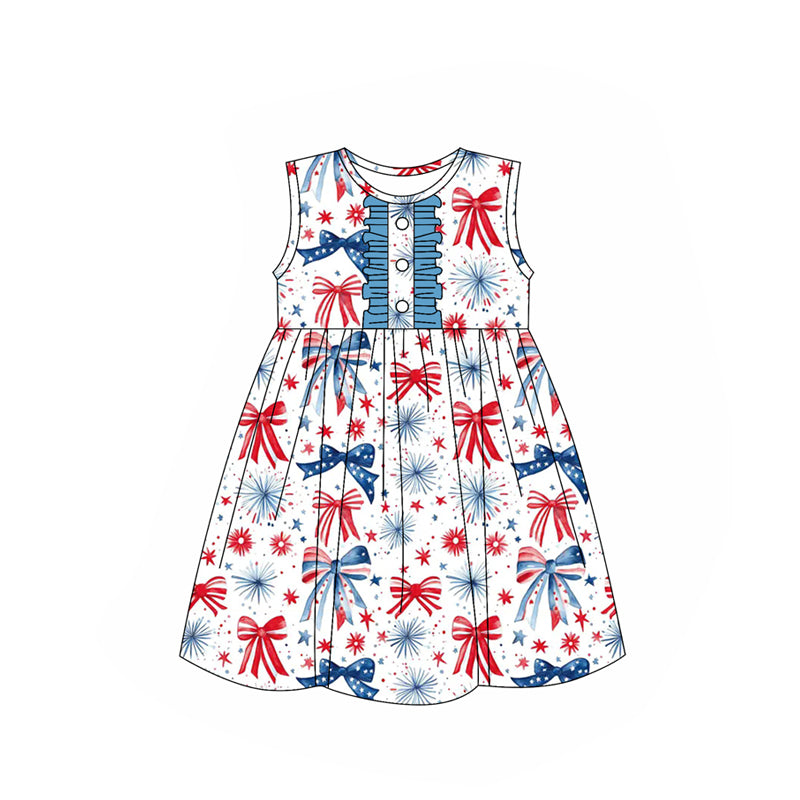 GSD2186 bow preorder 4th july western girl summer dress 202502