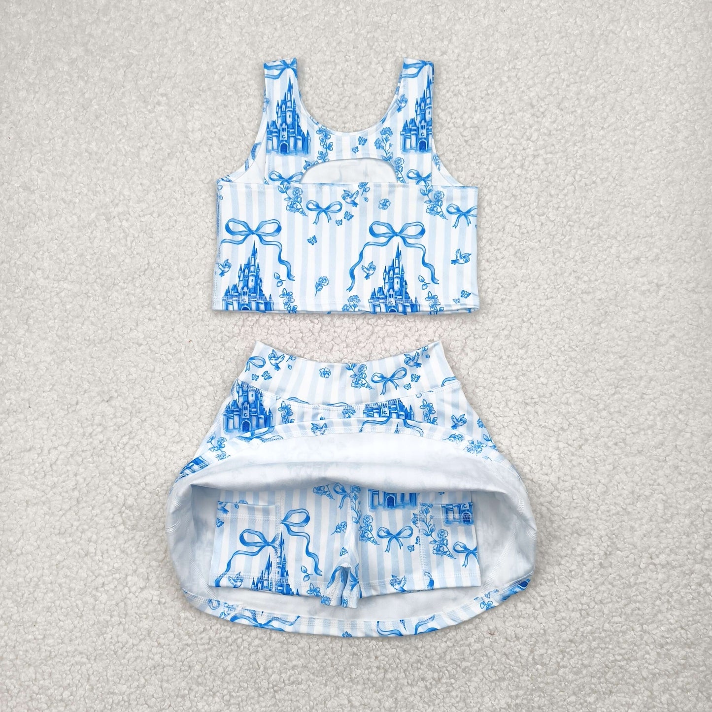 GSD2198 preorder yoga castle flower bow western  girl summer outfit 202503